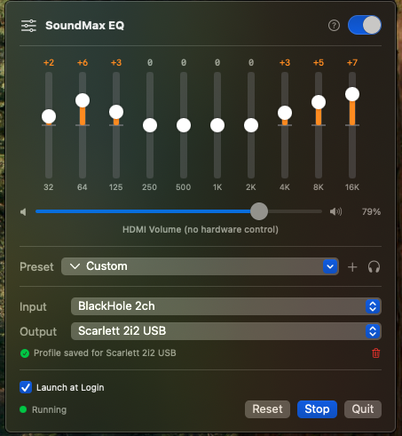 SoundMax 10-band EQ interface